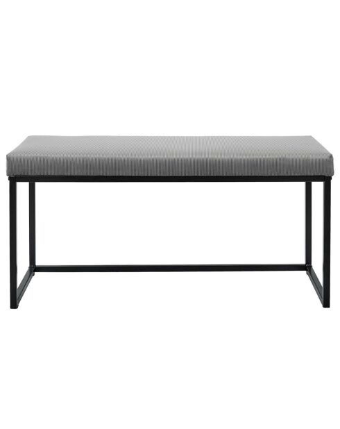 Banc Giulia velours cotelé gris/souris - 100x48x38 cm
