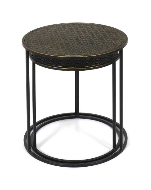 2 Tables gigognes martelé Mirage noir/doré