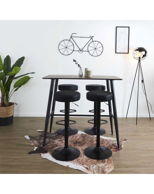 2 Tabourets de bar réglables Mumford noirs - 36x63.5x36 cm