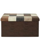 Coffre banc pliable Patchwork marron - 76x38x38 cm