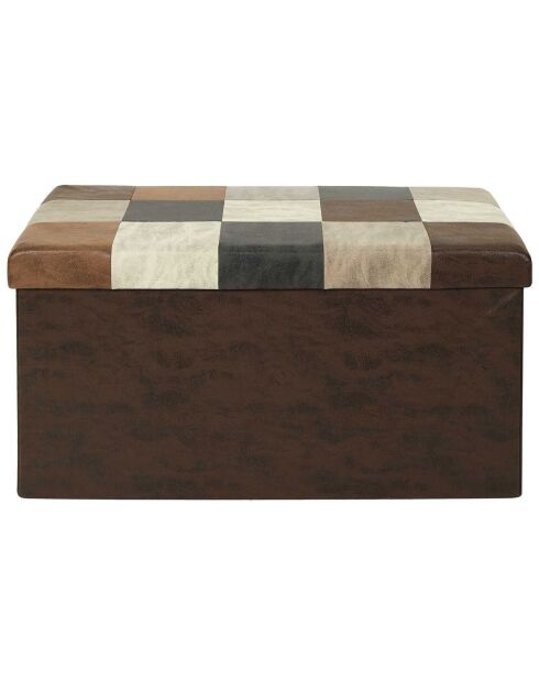 Coffre banc pliable Patchwork marron - 76x38x38 cm