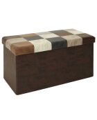 Coffre banc pliable Patchwork marron - 76x38x38 cm