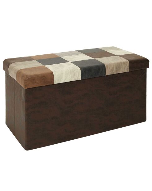 Coffre banc pliable Patchwork marron - 76x38x38 cm