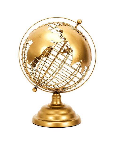 Globe terrestre en métal doré - 20.5x28x19 cm