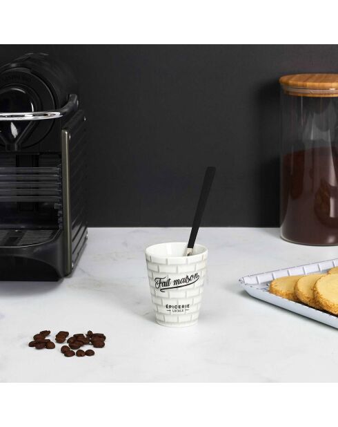 6 Gobelets en Porcelaine expresso Brooklyn blanc/noir - 6x7x6 cm