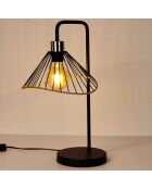 Lampe à poser rotin et métal noire - 30x47x25 cm