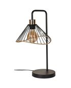 Lampe à poser rotin et métal noire - 30x47x25 cm