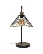 Lampe à poser rotin et métal noire - 30x47x25 cm