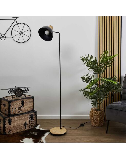 Lampadaire en métal noir - 34x145x24 cm
