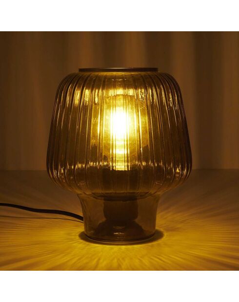 Lampe de table champignon noir/fume - 18x21x18 cm