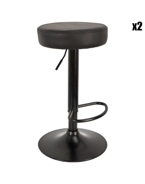 2 Tabourets de bar réglables Mumford noirs - 36x63.5x36 cm