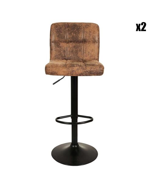 2 Chaises de bar réglables Downtown marron/noir - 43x93x42 cm