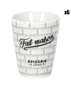 6 Gobelets en Porcelaine expresso Brooklyn blanc/noir - 6x7x6 cm