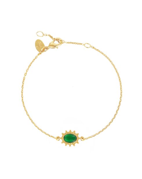 Bracelet Thelma en Laiton doré & Agate verte