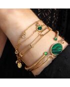 Bracelet Thelma en Laiton doré & Agate verte