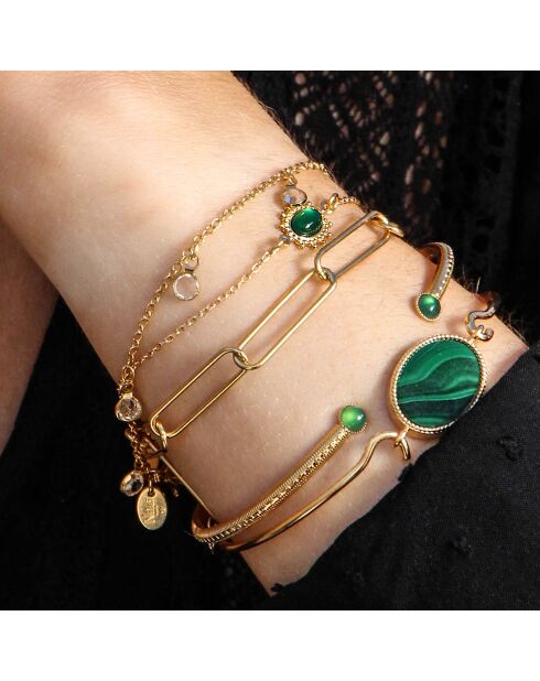Bracelet Thelma en Laiton doré & Agate verte