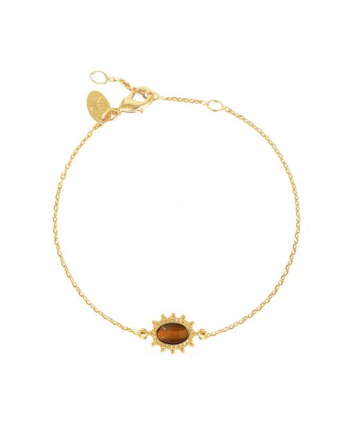 Bracelet Thelma en Laiton doré & Oeil de Tigre