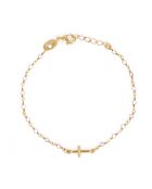 Bracelet Mini Stone Croix en Laiton doré & Perle de Lune