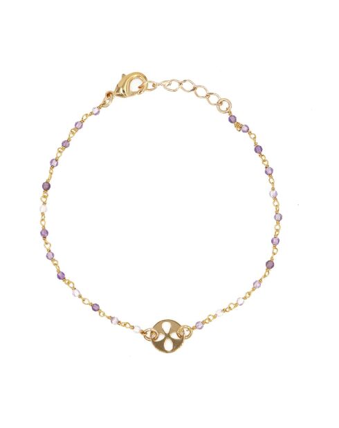 Bracelet Mini Stone Fleur en Laiton doré & Améthyste