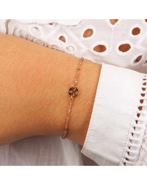 Bracelet Mini Stone Fleur en Laiton doré & Améthyste