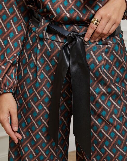 Pantalon imprimé Camille café