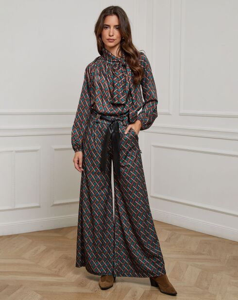 Pantalon imprimé Camille café