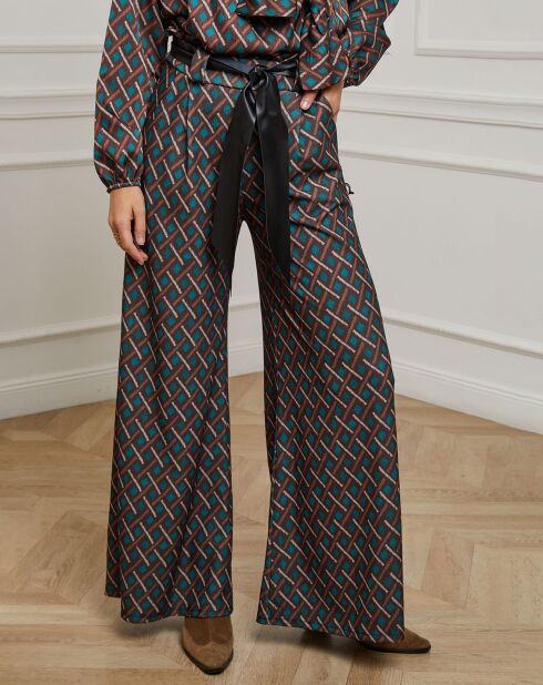 Pantalon imprimé Camille café