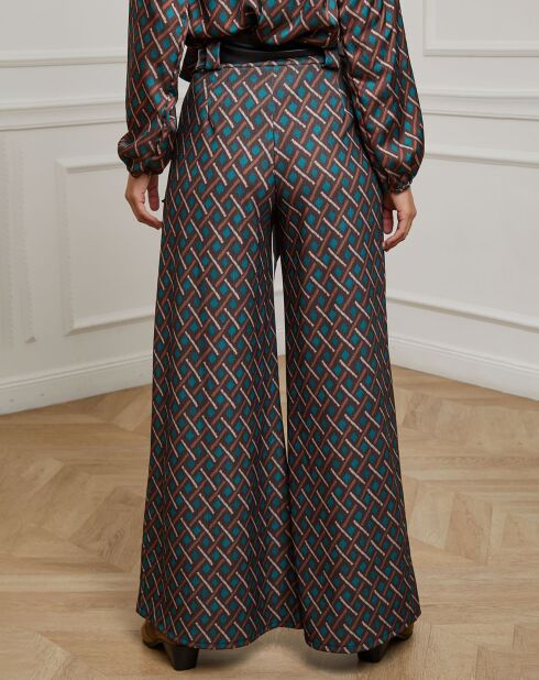 Pantalon imprimé Camille café