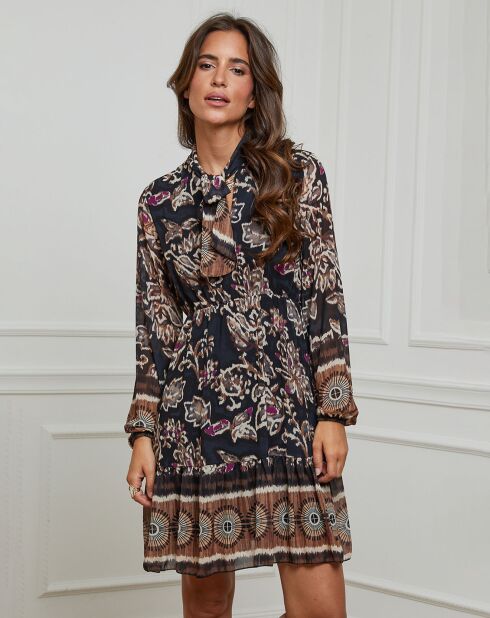 Robe imprimée mi-longue Charlie noire