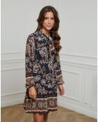 Robe imprimée mi-longue Charlie noire