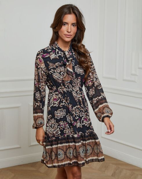 Robe imprimée mi-longue Charlie noire