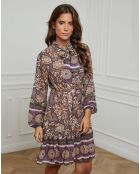 Robe imprimée mi-longue Charlie taupe