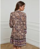 Robe imprimée mi-longue Charlie taupe