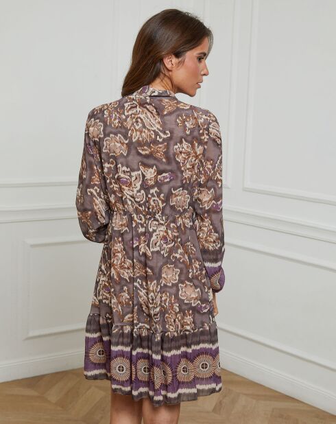 Robe imprimée mi-longue Charlie taupe