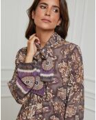 Robe imprimée mi-longue Charlie taupe