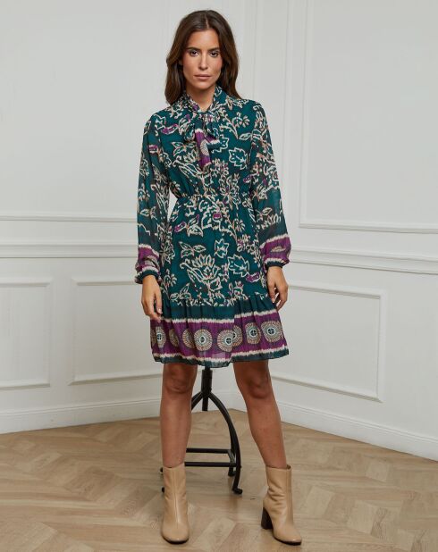 Robe imprimée mi-longue Charlie verte