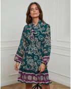 Robe imprimée mi-longue Charlie verte