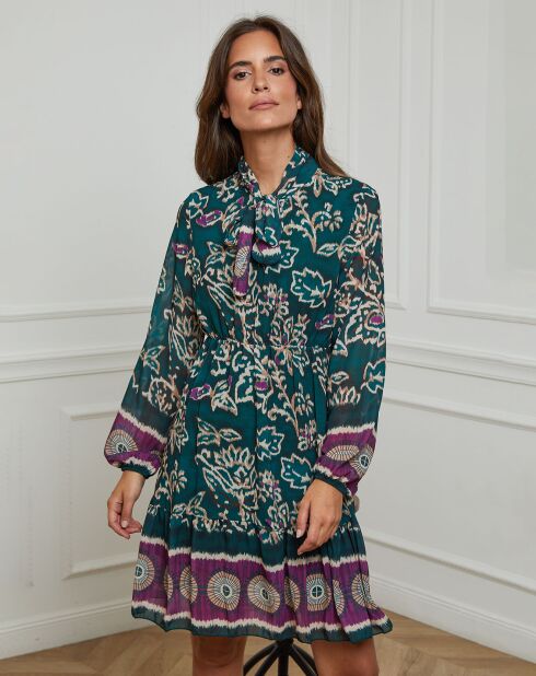 Robe imprimée mi-longue Charlie verte