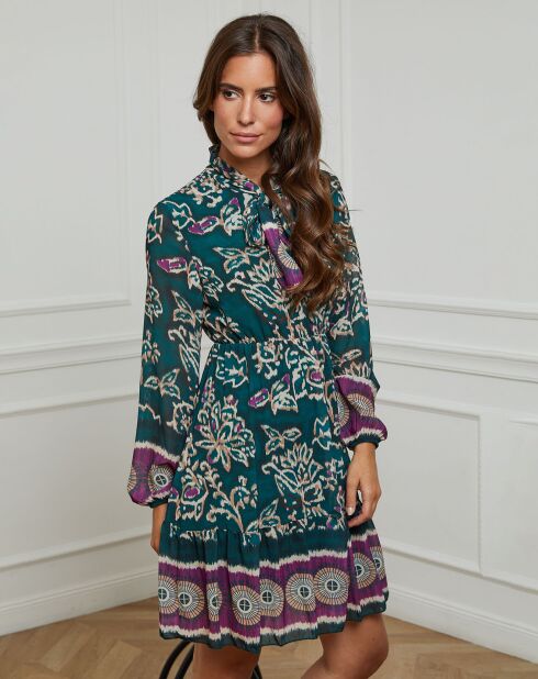 Robe imprimée mi-longue Charlie verte