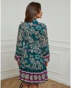 Robe imprimée mi-longue Charlie verte