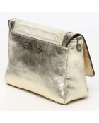 Sac bandoulière en Cuir d'Agneau Gaby doré/python blanc - 21x15x7 cm