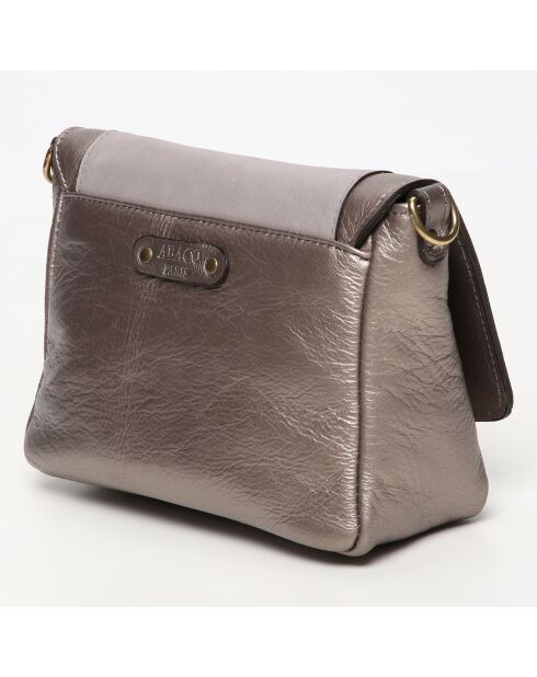 Sac bandoulière en Cuir d'Agneau Gaby argenté/gris - 21x15x7 cm