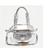 Sac à main Mini en Cuir de Vachette Odelia argenté - 29x22x3 cm