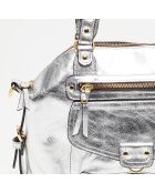 Sac à main Mini en Cuir de Vachette Odelia argenté - 29x22x3 cm