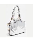 Sac à main Mini en Cuir de Vachette Odelia argenté - 29x22x3 cm