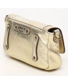 Sac bandoulière en Cuir d'Agneau Lillie doré/python blanc - 16x10x4 cm