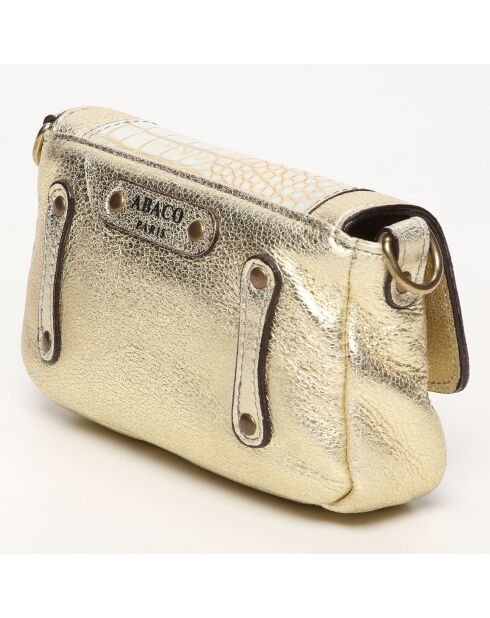 Sac bandoulière en Cuir d'Agneau Lillie doré/python blanc - 16x10x4 cm
