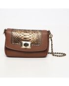 Sac bandoulière en Cuir d'Agneau Lillie marron/python marron - 16x10x4 cm