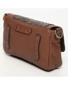 Sac bandoulière en Cuir d'Agneau Lillie marron/python marron - 16x10x4 cm