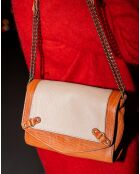 Sac bandoulière en Cuir d'Agneau Alice  java cognac/nude  - 25x18x10 cm